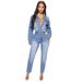 Dametøj vaskede moderigtige langærmede jumpsuit jeans_voghion.com