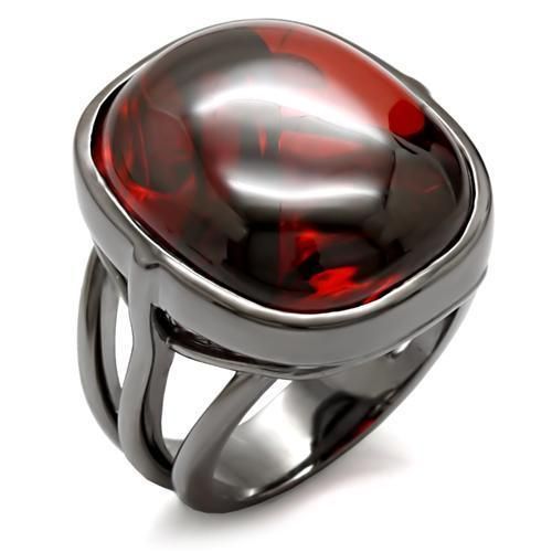1W100 - Ruthenium Brass Ring with AAA Grade CZ in Garnet_voghion.com