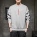 Spring and Autumn Men's Korean Edition Trendy Round Neck Letter Embroidered Drop Shoulder Loose Casual Long sleeved_voghion.com