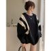 girl Black High-Quality Sweatshirt For Women, Spring And Autumn 2023 New Hot Korean Version Loose Lazy Style Oversize Jacket_voghion.com