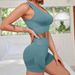 LazyZoom Set Seamless Knitted Sports Yoga Shorts Short Sleeve Running Tight Workout Clothes_voghion.com