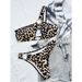 Outer swimsuit bikini print sexy bikini women's split swimsuit triangle bikini_voghion.com