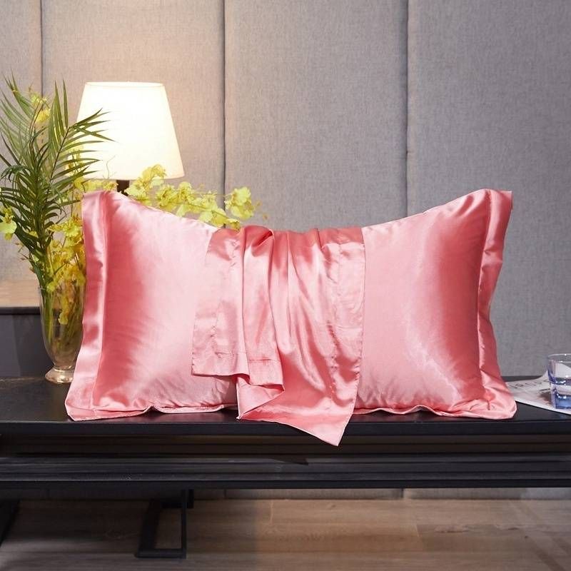 Lot de 2 taies d'oreiller en satin de soie - Rafraîchissantes et douces, double face, pour le soin des cheveux et de la peau_voghion.com