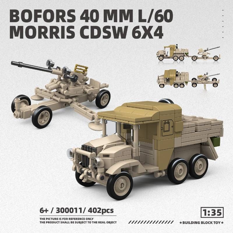 Set de construcción militar de la Segunda Guerra Mundial: cañón antiaéreo Bofors 40 mm L/60 y camión Morris CDSW 6x4 (maqueta a escala 1:35)_voghion.com