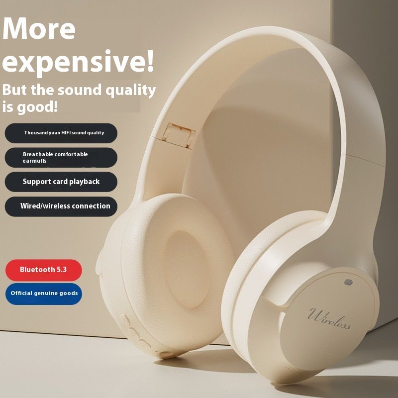Nya trådlösa Bluetooth-hörlurar Head Mounted Heavy Bass Noise Reduction Esports-spel, levereras med en mikrofon, lång_voghion.com