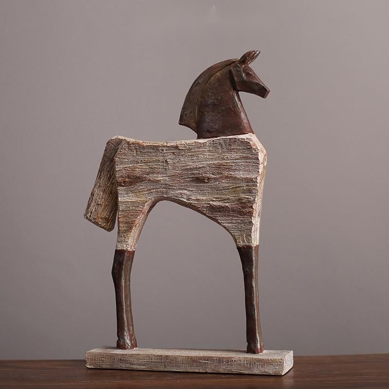 Decoração de sala de estar com cavalo em resina estilo americano, animal, TV, armário de vinho, ornamento de entrada_voghion.com