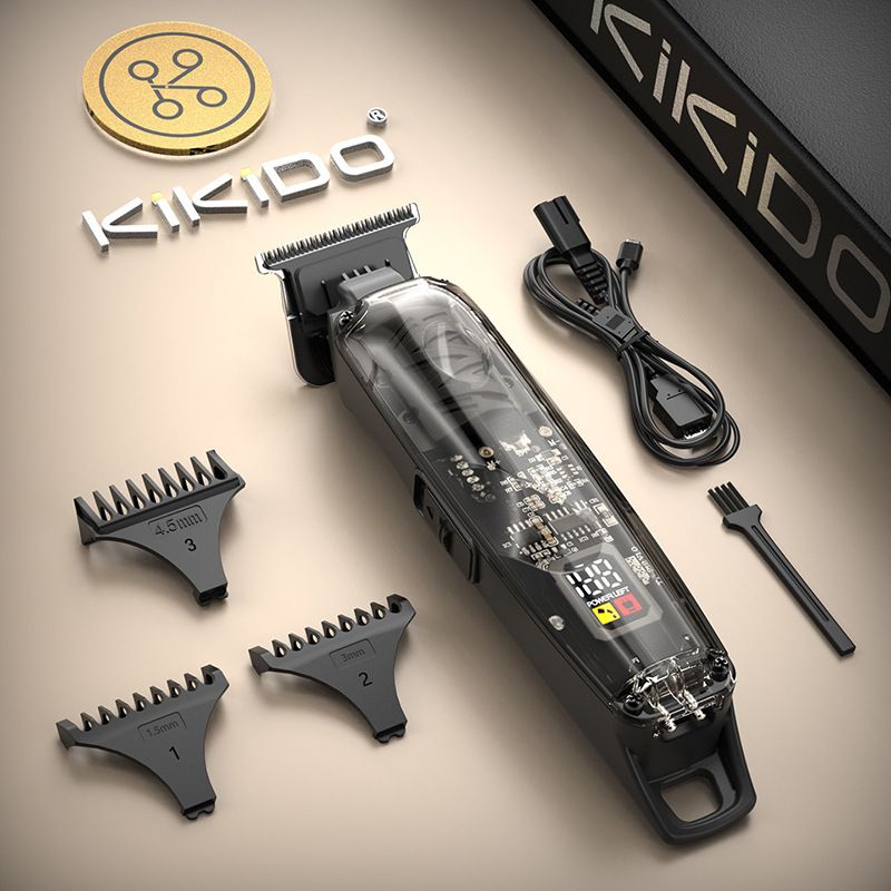 Hair Trimmer New Digital Display Electric Hair Clipper 0 Blade Powder Untreated Metal USB Charging Professional Hair Clipper Carving Oil Head Clipper_voghion.com