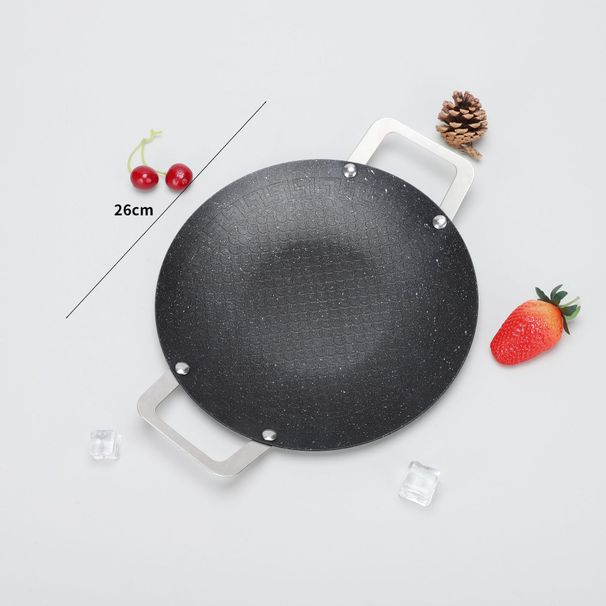 Padella per barbecue da campeggio in stile coreano, antiaderente, portatile, per esterni, piastra Teppanyaki rotonda_voghion.com