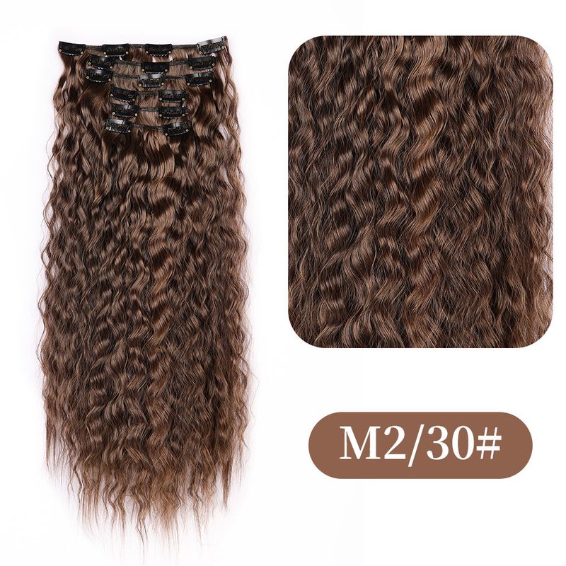 wool curl clip hair wig corn perm 6 piece set chemical fiber wig piece female water ripple hair extension piece_voghion.com