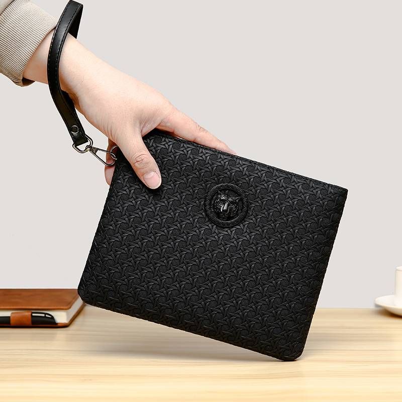 2024 New Men's Bag High-End Fashion Solid Color Minimalist Print Hand-Carry Briefcase_voghion.com
