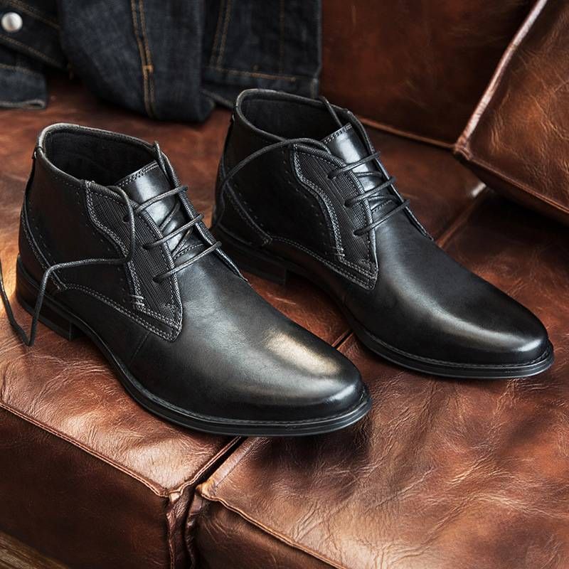 British booster shoes vintage leather boots hand painted work boots head layer cowhide motorcycle boots_voghion.com