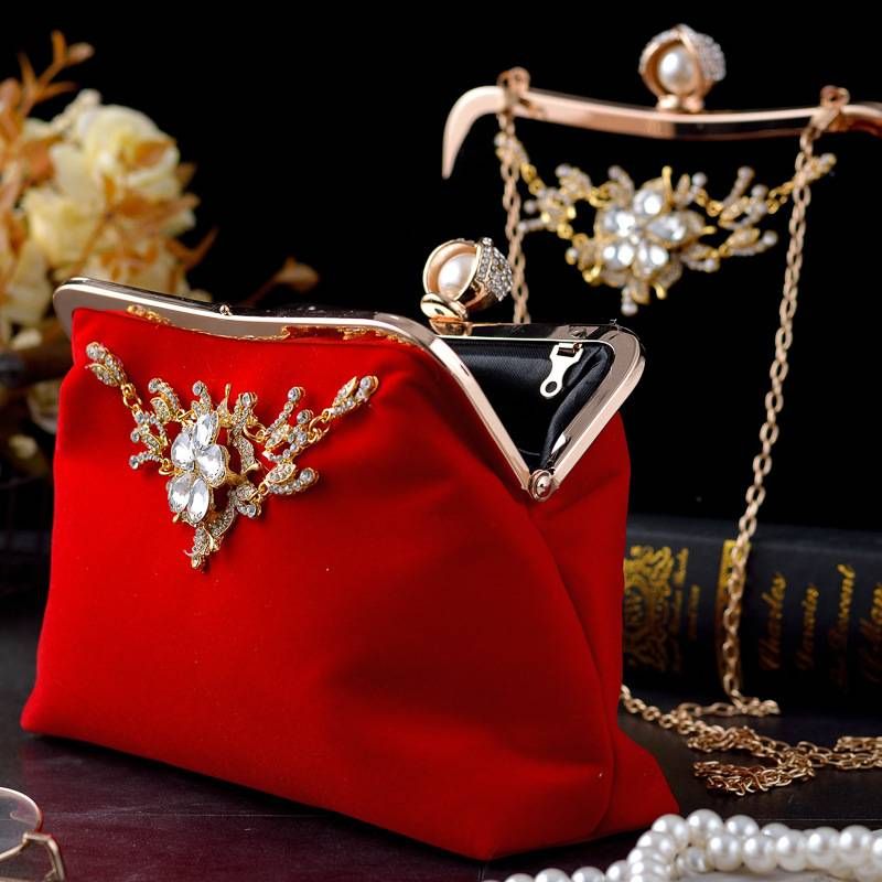 Luxury Rhinestone-Encrusted Evening Clutch Bag With Chain Strap, Elegant Wedding Handbag For Brides & Qipao Dresses_voghion.com
