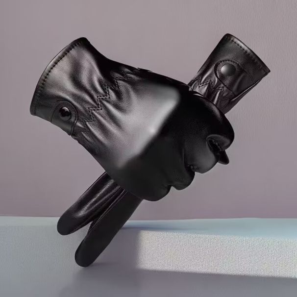 Puutetundliku ekraaniga PU-nahast kindad Meeste PU rattakindad pluss fliisist soojad naiste suusakindad_voghion.com