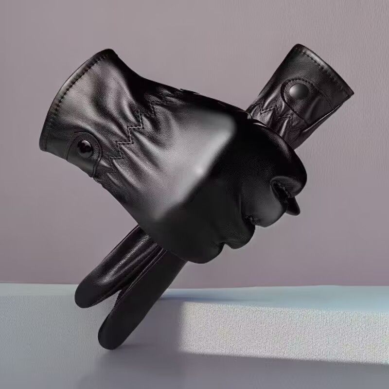 Gants en cuir PU à écran tactile Gants de cyclisme en PU pour hommes et gants de ski chauds en polaire pour femmes_voghion.com