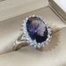 Neu Zubehör Royal Blau Oval Multi-Diamant frauen Zirkon Ring Gerade_voghion.com