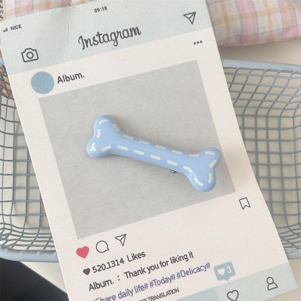 Fermaglio per capelli a forma di osso con frangetta blu crema, fermaglio laterale, dolce e versatile, forcina a forma di cuore, accessorio versatile per capelli da ragazza_voghion.com