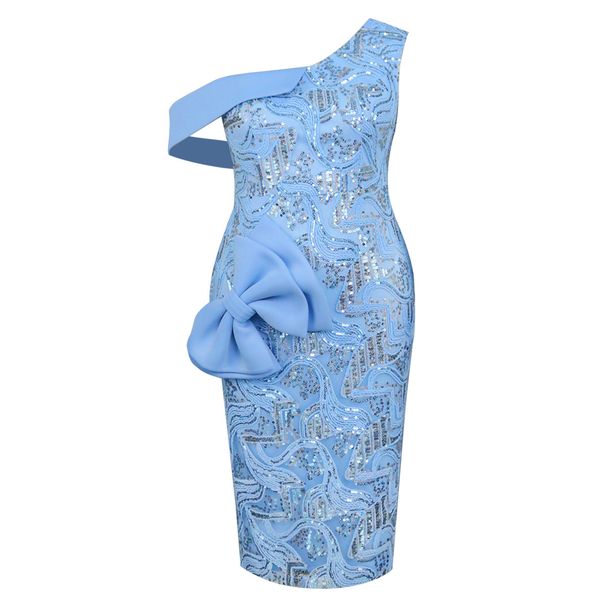 Naiste litritega ühe õlaga kaldus kraega kleit seksikas lipsuga kleit_voghion.com