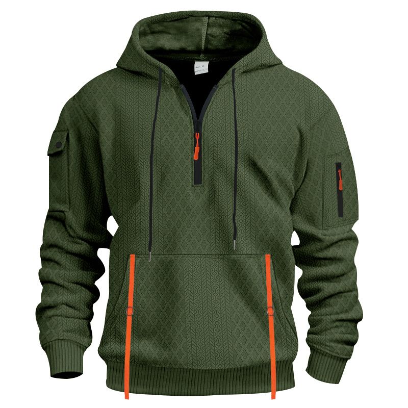 Men's Zip-Up Hooded Sweatshirt – Slim-Fit Sporty Pullover With Functional Pockets For Casual & Active Wear_voghion.com