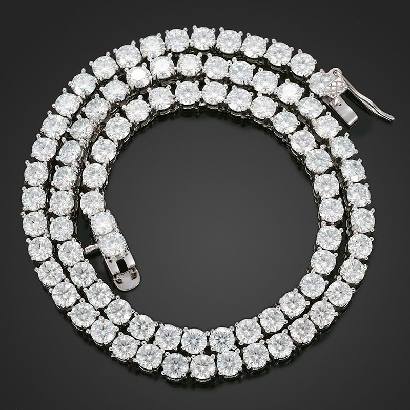 Wholesale Sterling Sier Iced Out 3-5mm DEF Color VVS Moissanite Diamond Necklace Men's Tennis Chain Hiphop Jewelry_voghion.com