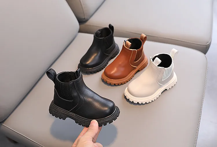Child's shoes Boys' side zipper fashion Doc Martens girls' soft-soled fashion boots_voghion.com
