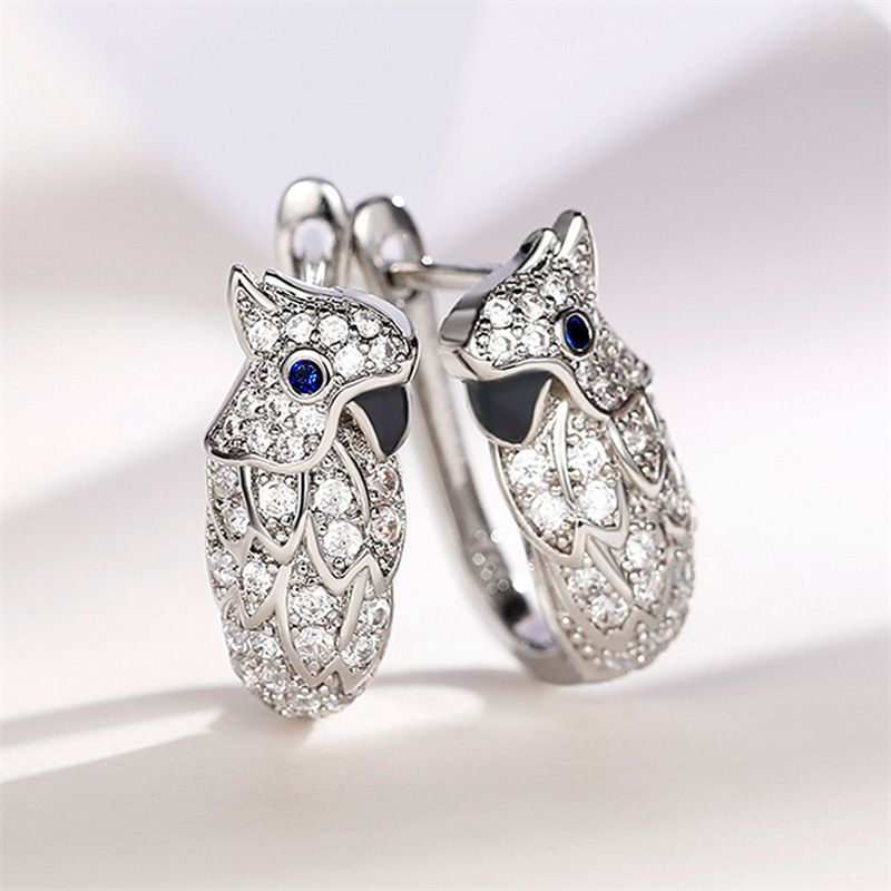 Cao Shi Animal Earrings with Micro Inlaid Zircon Parrot Earrings and Personalized Fashion Versatile Earrings_voghion.com