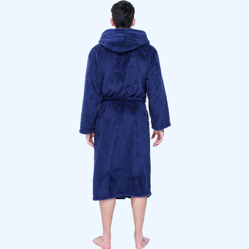 Μπουρνούζι από μαλακό φλις μικροϊνών, απορροφητικό, γρήγορο στέγνωμα, παχύρρευστο, πιτζάμες σπιτιού για άνδρες, διευρυμένη και επιμηκυμένη ρόμπα ξενοδοχείου_voghion.com