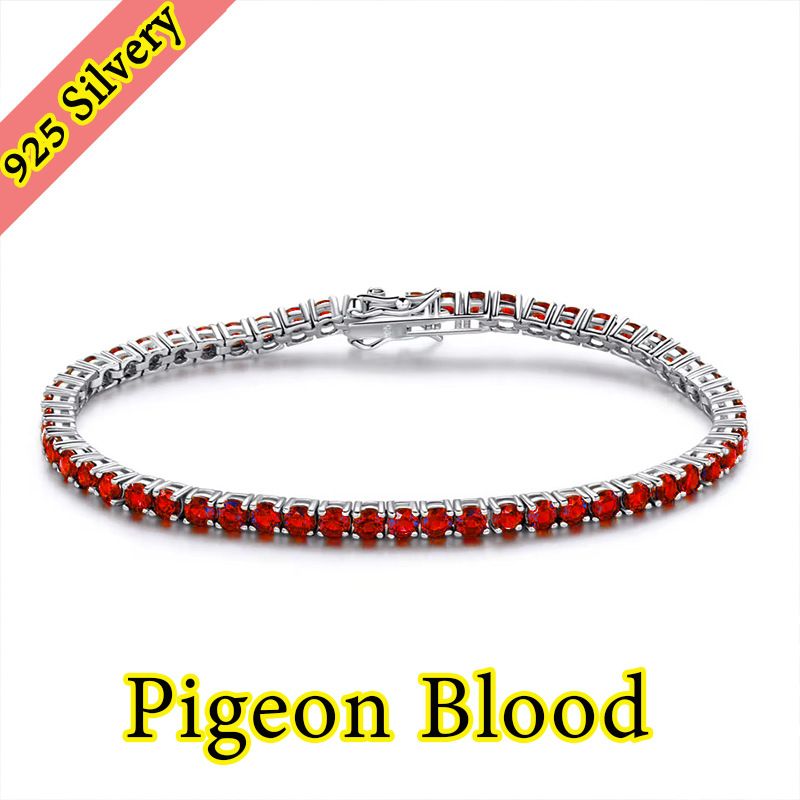925 Sterling Silver High-end Jewelry Luxury Pigeon Blood Full Size 3mm-5mm Bracelet Men's And Women's Silver Men's Jewelry_voghion.com