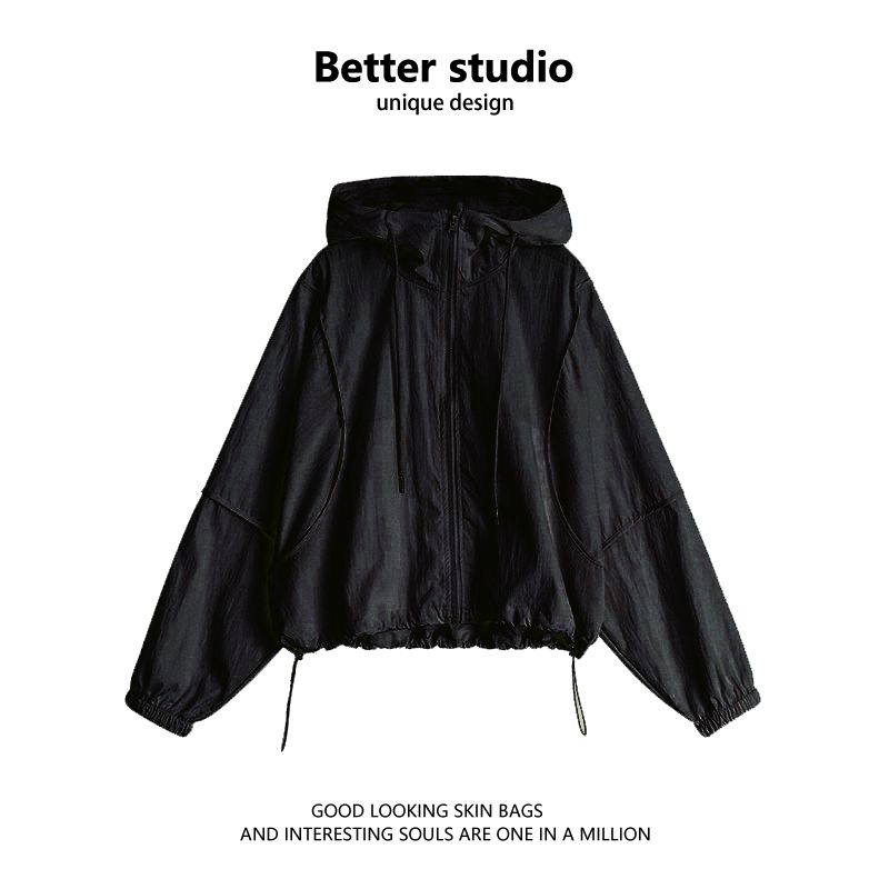 Kurze Kapuze Sommersport-Oberbekleidung Lässige Sonnenschutzkleidung_voghion.com