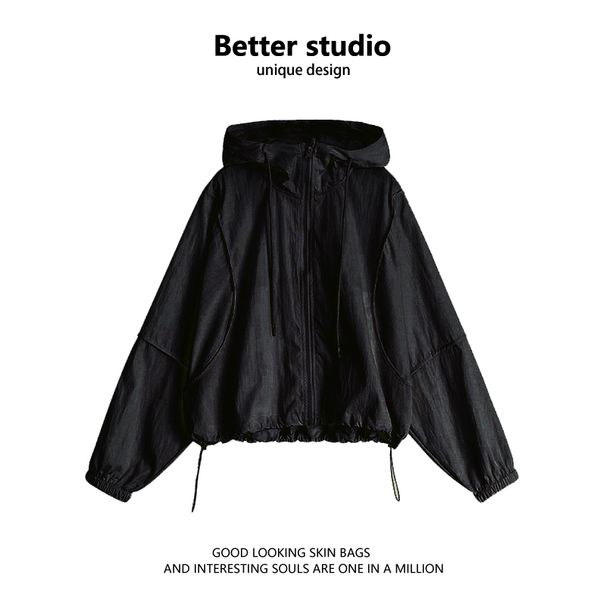 Kurze Kapuze Sommersport-Oberbekleidung Lässige Sonnenschutzkleidung_voghion.com