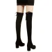 artificial Suede Autumn Zipper Elastic Knee Boots Womens Lace High Heels Black Botas Drone 240911_voghion.com