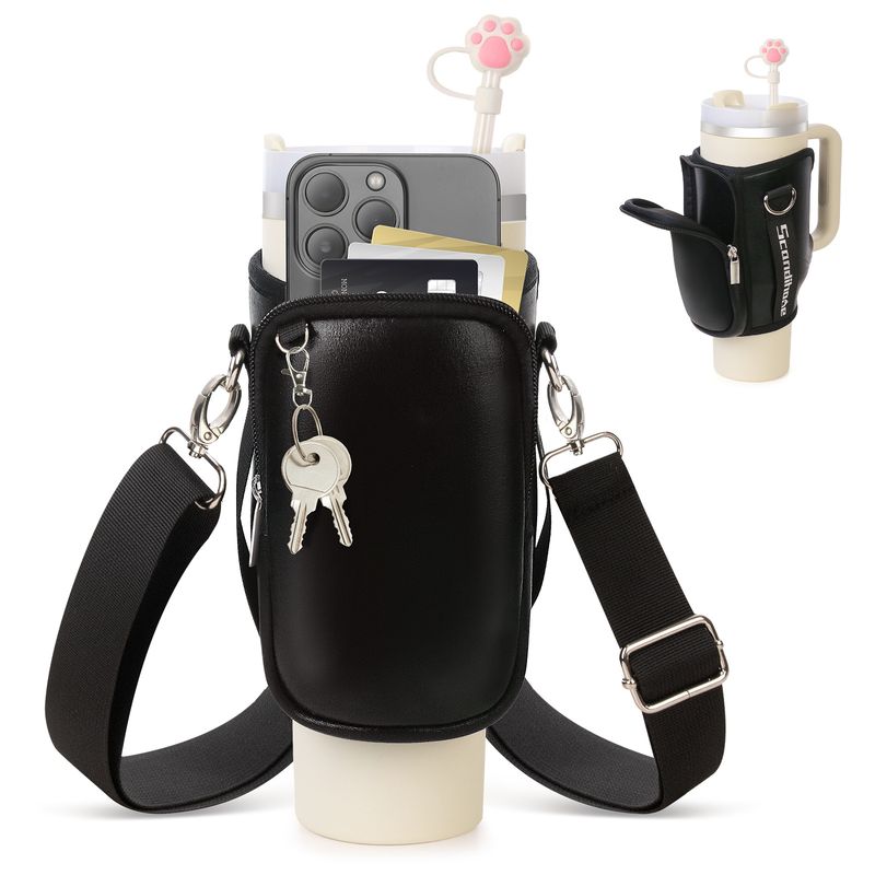 Custodia per bottiglia d'acqua portatile fresca e semplice in stile estivo, borsa per cellulare, tazza anticaduta e antiscottatura di grande capacità_voghion.com