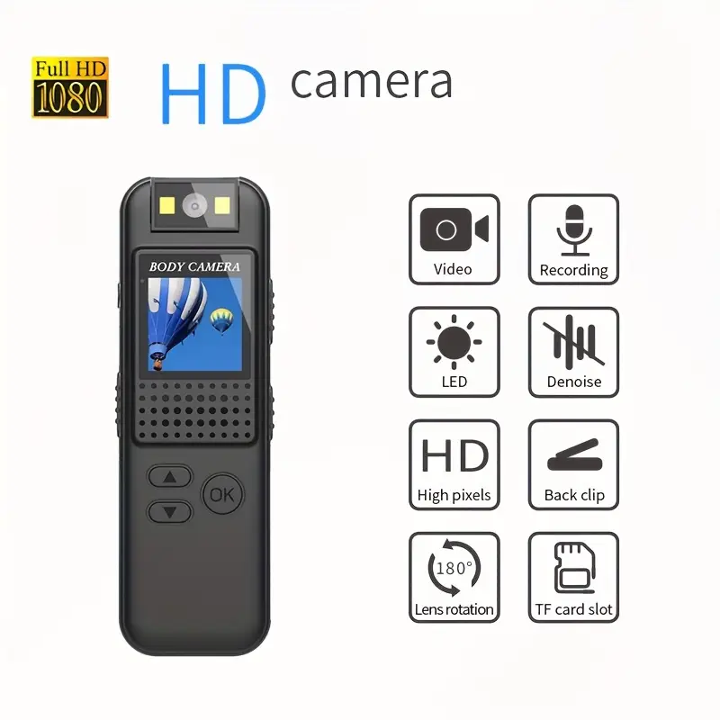 1080P Portable Recording Camera With A Back Clip, Magnetic Suction, And Built-in Light For Taking Photos And Recording Videos._voghion.com
