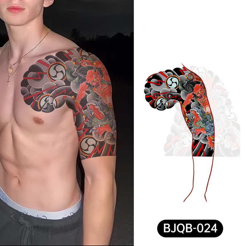 Realistic Dragon Half Sleeve Tattoo Sticker – Waterproof Fake Tattoo For Men & Women – Temporary Arm Tattoo – Chinese Traditional Design_voghion.com