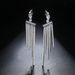 Women's Jewelry Elegant Teardrop Tassel Earrings With Zirconia Inlay, Long Dangling Geometric Design For Party Evening Wear High End Banquet Earrings_voghion.com