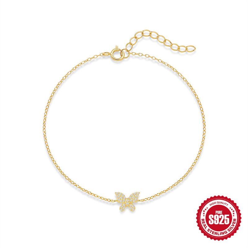 Nuova cavigliera versatile in argento puro con farfalla intarsiata con diamanti, gioielli per piedi INS eleganti e di grande vendita_voghion.com