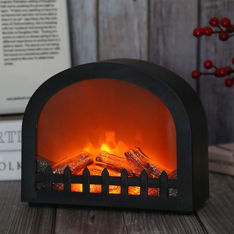 ins Winter Simulated Flame Fireplace Electronic Atmosphere Room Desktop Ornament Christmas Decorative Lamp_voghion.com