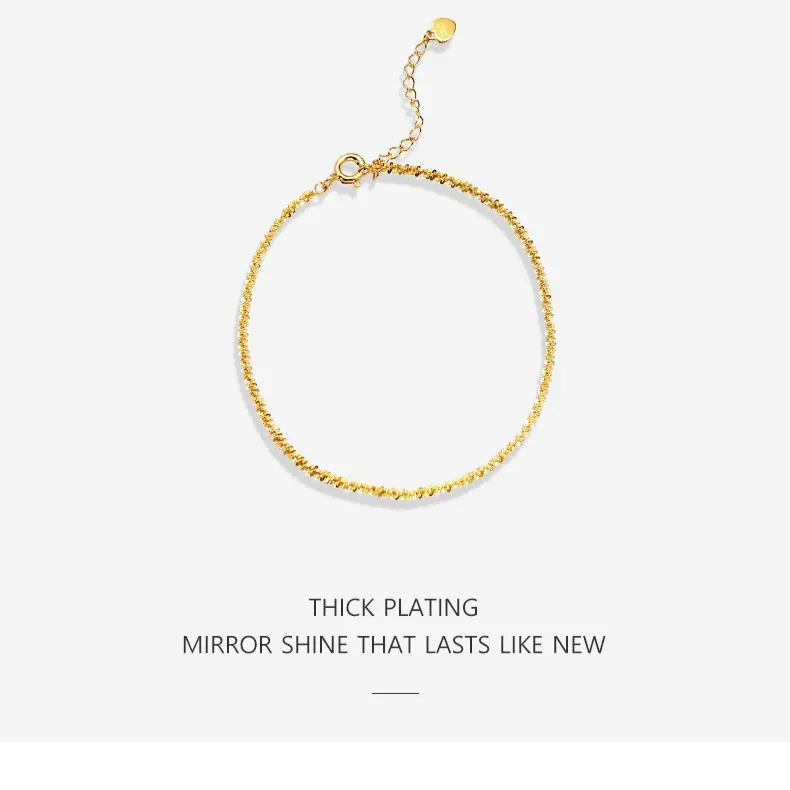 Bracelet en argent sterling S925 pour femme, chaîne en chou-fleur, chaîne unie Gympani, plaqué or, bracelet Joker élégant en or K_voghion.com