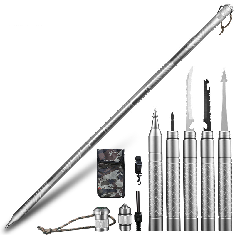 Tactical Hiking Stick - 5-In-1 Multi-Function Trekking Pole With Screwdriver Self-Defense Tool Car Emergency Hammer & Survival Staff_voghion.com
