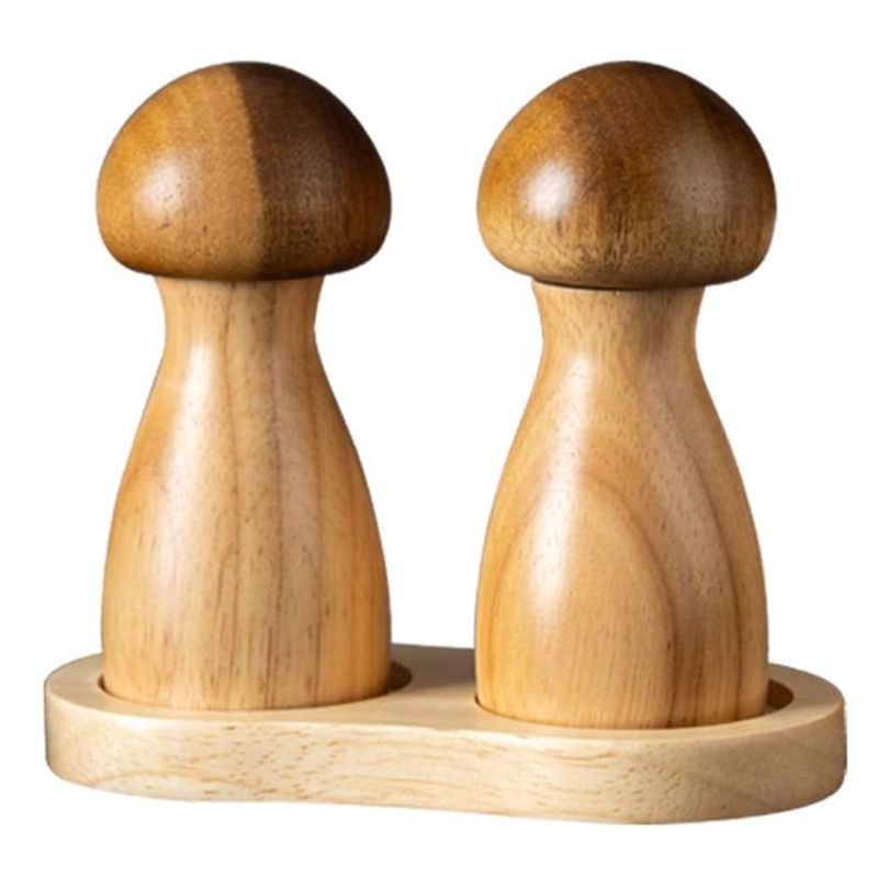 Mushroom Shaped Pepper Grinder Wooden Kitchen Grinding Tool_voghion.com