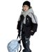Boys' Long Down Jacket Winter Warm Thickened Hooded Coat For Kids Age 8+ (Black/Red)_voghion.com