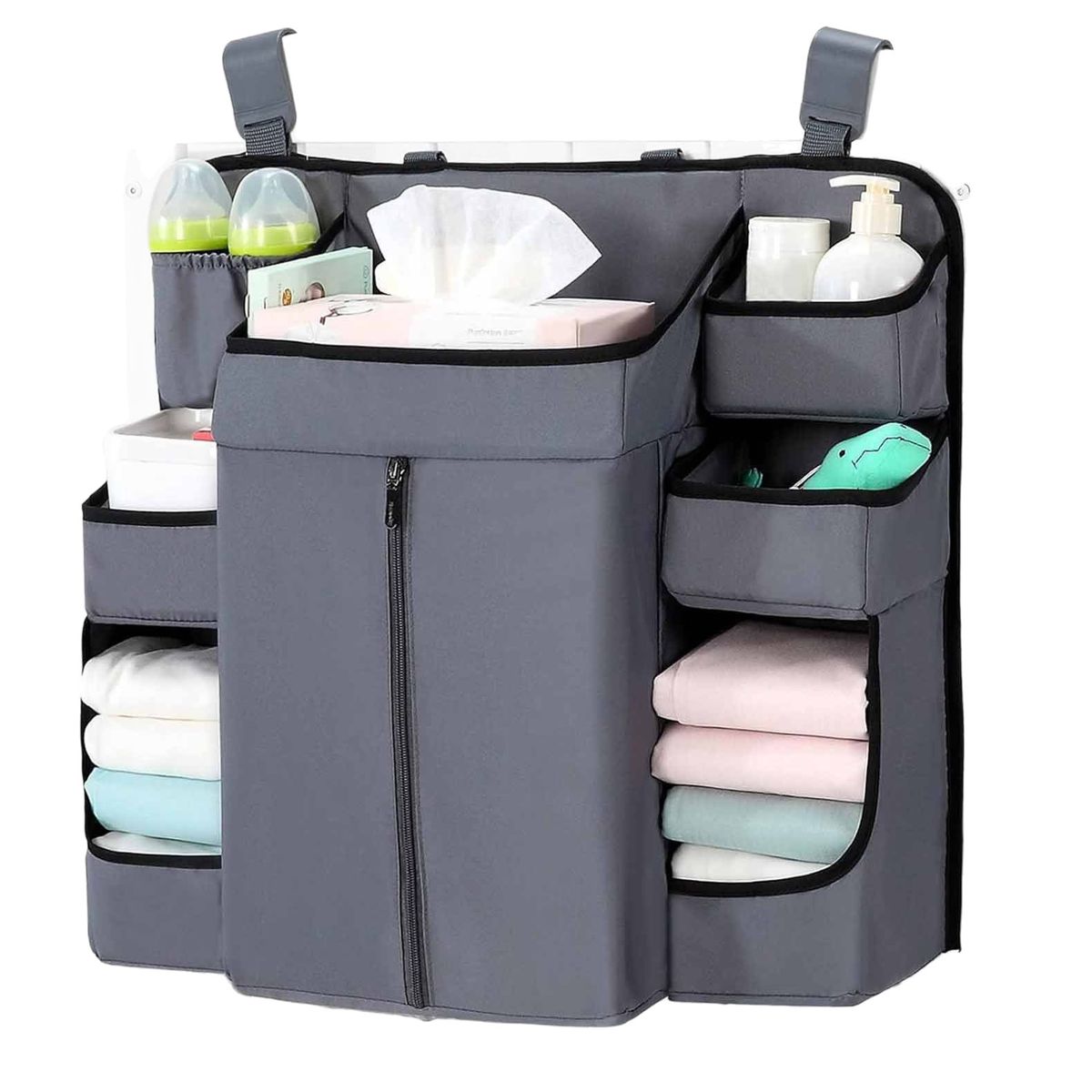 Multi-Purpose Hanging Storage Organizer For Nursery & Home – Versatile Wall/Car/Closet Organizer With 6 Pockets (Gray/Beige/Charcoal/Pink)_voghion.com