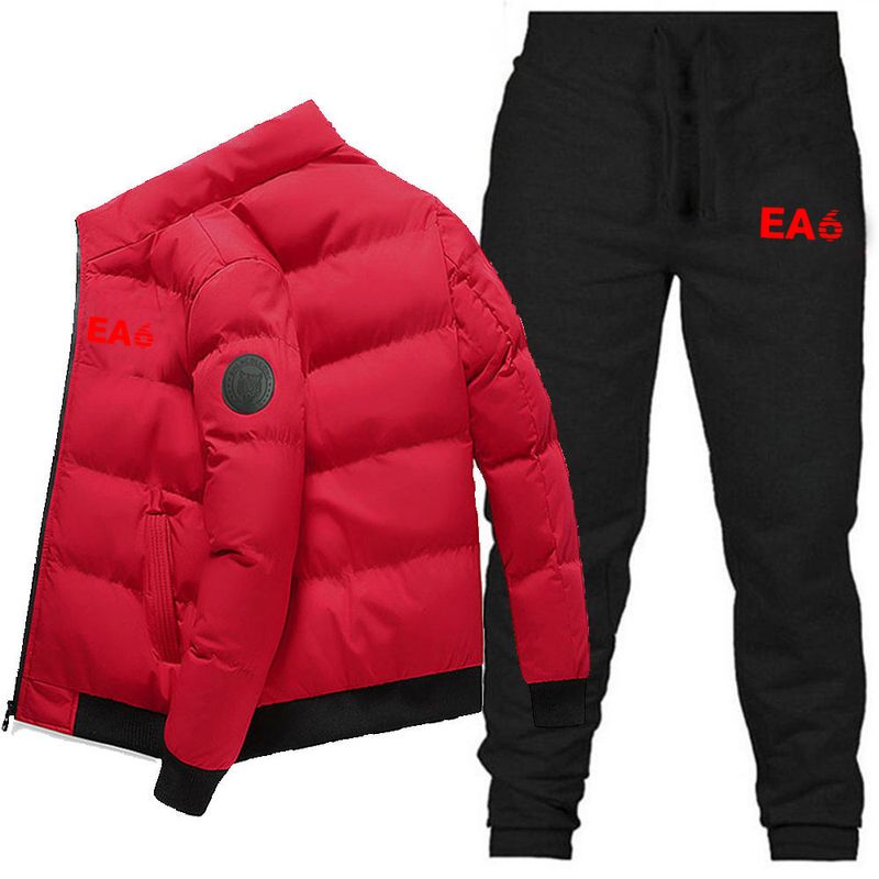 Noua cămașă din bumbac cu guler ridicat + pantaloni costum imprimat bărbați de iarnă îngroșată caldă îmbrăcăminte casual_voghion.com