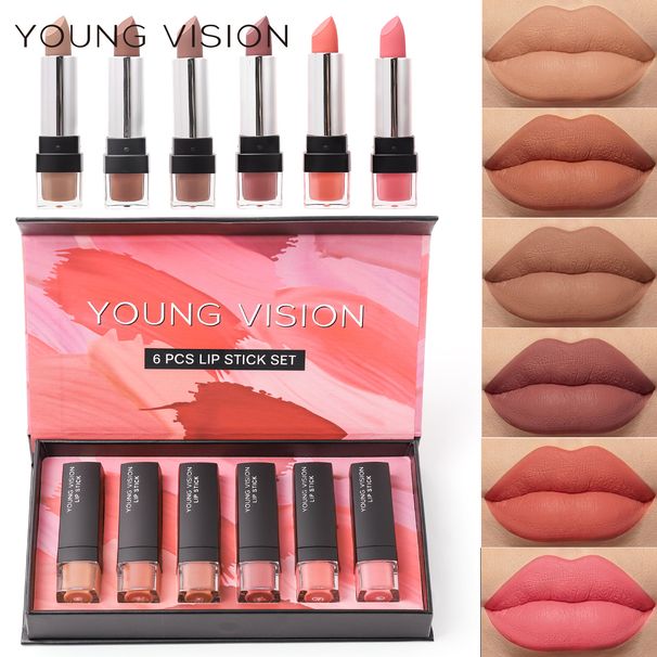 YOUNG VISION Mattes Lippenstift-Set – 6 samtig-feuchtigkeitsspendende Lippenstifte, langanhaltend und nicht austrocknend, Geschenkbox mit 12 Farbtönen (tierversuchsfrei)_voghion.com