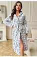 Cross-Border European And American Autumn Winter New Lace-Up Comfortable Hooded Printed Robe Flannel Warm Long Bathrobe_voghion.com