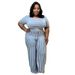 striped printed knitted stretch style women's plus size jumpsuit_voghion.com
