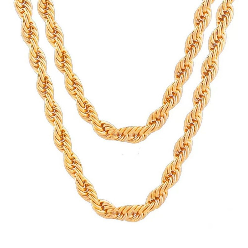 Jinshihu JSH Gold Plated Color Preserving 4MM Fried Dough Twists Rope Necklace With Long Buckle Is Fashionable And_voghion.com