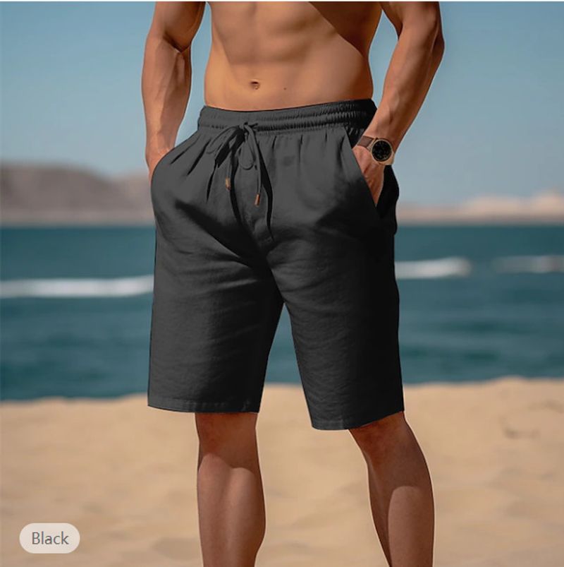 Vêtements pour hommes Shorts Shorts d'été Shorts de plage Cordon de serrage Taille élastique Tube droit Plat Confortable Respirant Court Décontracté_voghion.com