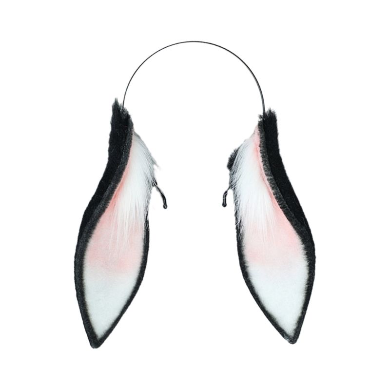 L93F Fascia per capelli con orecchie da coniglio Dolce per bambine Halloween Cosplay Prop Tuta di pelliccia di coniglio con orecchie cadenti_voghion.com
