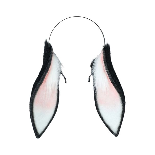 L93F Fascia per capelli con orecchie da coniglio Dolce per bambine Halloween Cosplay Prop Tuta di pelliccia di coniglio con orecchie cadenti_voghion.com