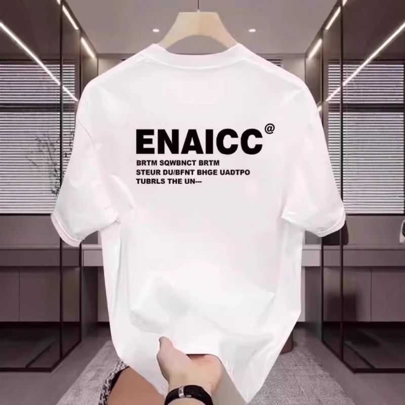 T-shirt a maniche corte in cotone per uomo, estate 2025, ampia, alla moda, stile monello, di alta qualità, a mezza manica per uomo._voghion.com